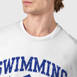 Футболка с принтом Тренер по плаванию для мужчины, вид на модели спереди №4. Цвет основы: белый