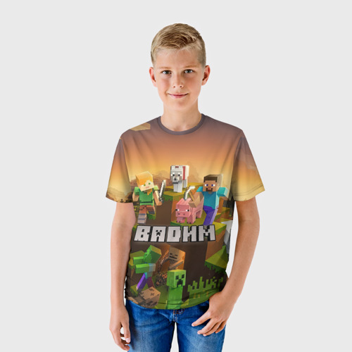Детская футболка 3D Вадим Minecraft, цвет 3D печать - фото 3
