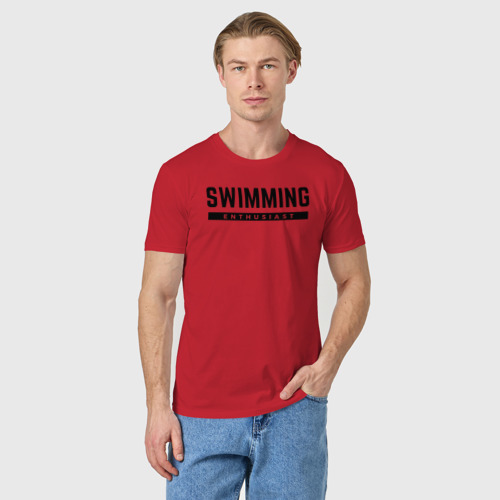 Мужская футболка хлопок Любитель плавания, цвет красный - фото 3