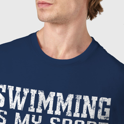 Мужская футболка хлопок Плавание мой вид спорта - бассейн мой дом, цвет темно-синий - фото 6