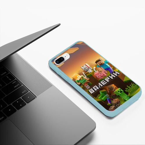 Чехол для iPhone 7Plus/8 Plus матовый Валерий Minecraft, цвет мятный - фото 5