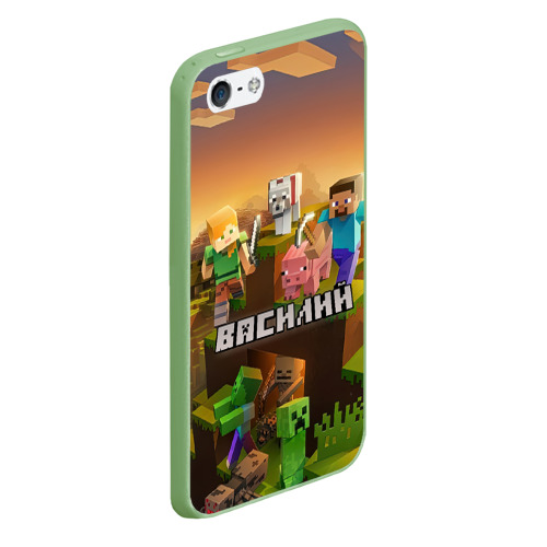 Чехол для iPhone 5/5S матовый Василий Minecraft, цвет салатовый - фото 3