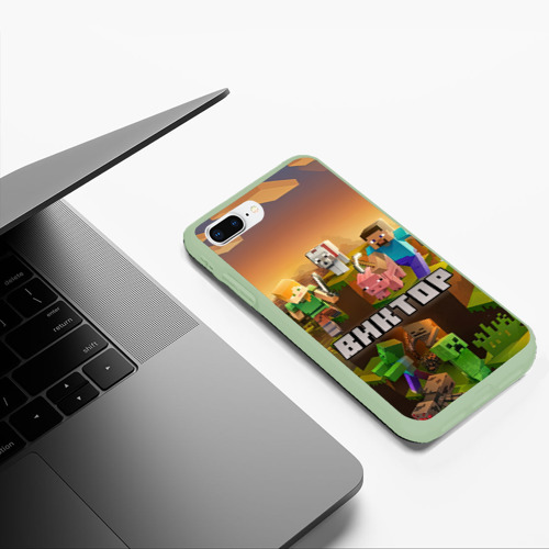 Чехол для iPhone 7Plus/8 Plus матовый Виктор Minecraft, цвет салатовый - фото 5