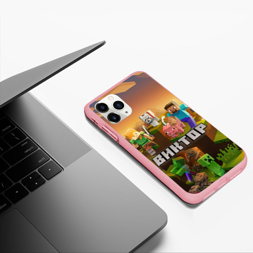 Чехол для iPhone 11 Pro Max матовый Виктор Minecraft, цвет баблгам - фото 5