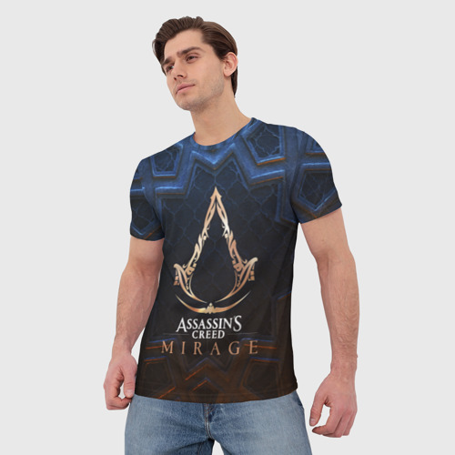 Мужская футболка 3D Assassin's Creed mirage logo, цвет 3D печать - фото 3