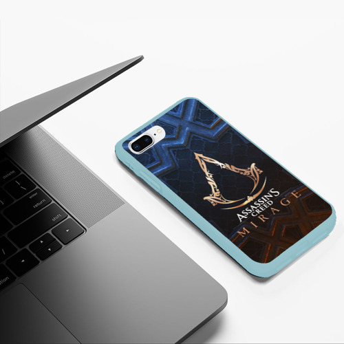 Чехол для iPhone 7Plus/8 Plus матовый Assassin's Creed mirage logo, цвет мятный - фото 5