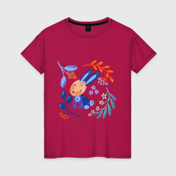 Женская футболка хлопок Зайчик в скандинавском стиле
