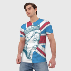 Мужская футболка 3D Королева Елизавета II флаг Великобритании - фото 2