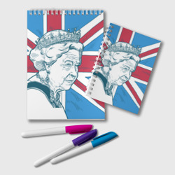 Королева Елизавета II флаг Великобритании – Блокнот с принтом купить