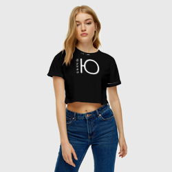 Женская футболка Crop-top 3D Буква Ю на черном фоне - фото 2