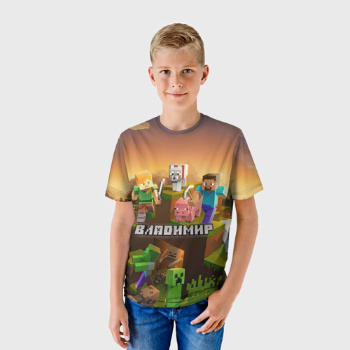 Детская футболка 3D Владимир Minecraft, цвет 3D печать - фото 3