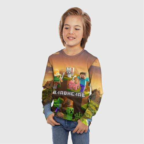 Детский лонгслив 3D Владислав Minecraft, цвет 3D печать - фото 3
