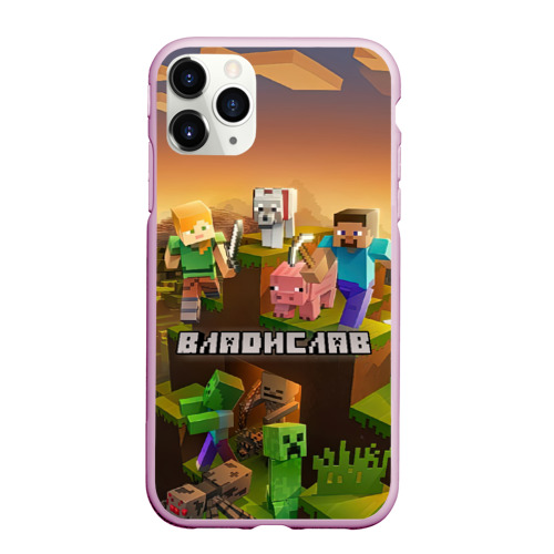 Чехол для iPhone 11 Pro Max матовый Владислав Minecraft, цвет розовый