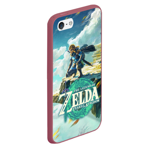 Чехол для iPhone 5/5S матовый The Legend of Zelda: Tears of the Kingdom Линк, цвет малиновый - фото 3