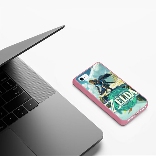 Чехол для iPhone 5/5S матовый The Legend of Zelda: Tears of the Kingdom Линк, цвет малиновый - фото 5