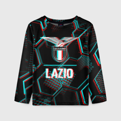 Детский лонгслив 3D Lazio FC в стиле glitch на темном фоне