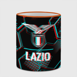 Кружка с полной запечаткой Lazio FC в стиле glitch на темном фоне - фото 2