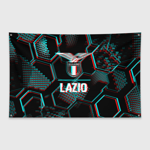 Флаг-баннер с принтом Lazio FC в стиле glitch на темном фоне, вид спереди №1