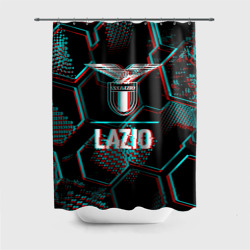 Штора 3D для ванной Lazio FC в стиле glitch на темном фоне