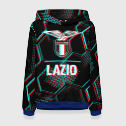 Женская толстовка 3D Lazio FC в стиле glitch на темном фоне