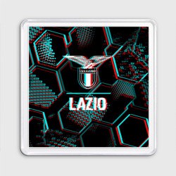 Магнит 55*55 Lazio FC в стиле glitch на темном фоне