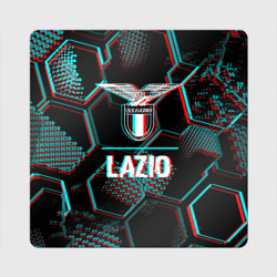 Магнит виниловый Квадрат Lazio FC в стиле glitch на темном фоне