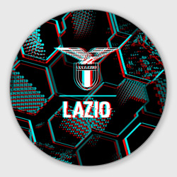 Круглый коврик для мышки Lazio FC в стиле glitch на темном фоне