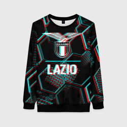 Женский свитшот 3D Lazio FC в стиле glitch на темном фоне
