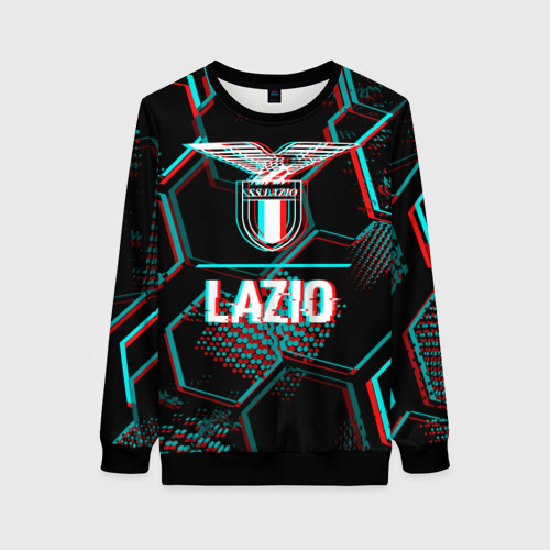 Женский свитшот 3D Lazio FC в стиле glitch на темном фоне, цвет 3D печать