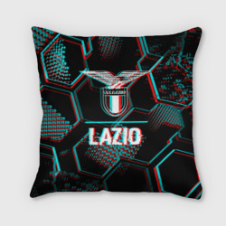 Подушка 3D Lazio FC в стиле glitch на темном фоне