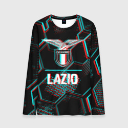 Мужской лонгслив 3D Lazio FC в стиле glitch на темном фоне