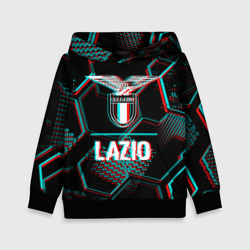 Детская толстовка 3D Lazio FC в стиле glitch на темном фоне