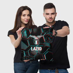 Подушка 3D Lazio FC в стиле glitch на темном фоне - фото 2