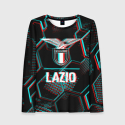 Женский лонгслив 3D Lazio FC в стиле glitch на темном фоне