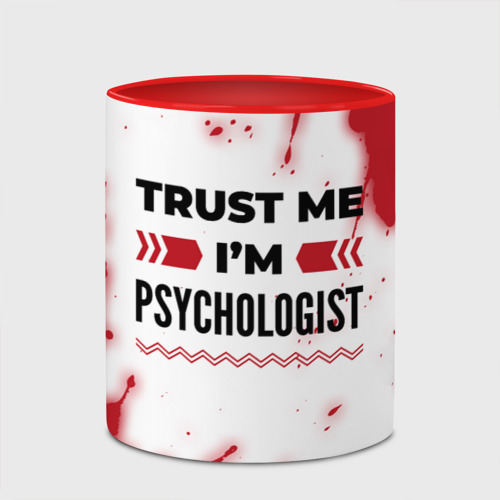 Кружка с полной запечаткой Trust me I'm psychologist white, цвет белый + красный - фото 4