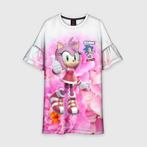 Детское платье 3D Sonic - Amy Rose - Video game, цвет 3D печать