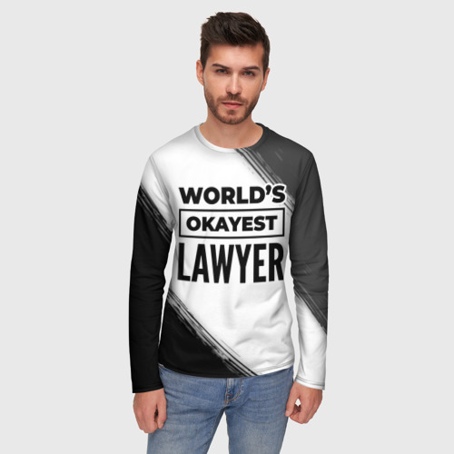 Мужской лонгслив 3D World's okayest lawyer - white, цвет 3D печать - фото 3