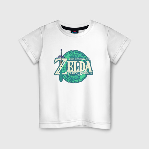Детская футболка из хлопка с принтом The Legend of Zelda: Tears of the Kingdom logo, вид спереди №1