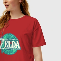 Женская футболка хлопок Oversize The Legend of Zelda: Tears of the Kingdom logo - фото 2