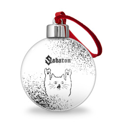 Ёлочный шар Sabaton рок кот на светлом фоне