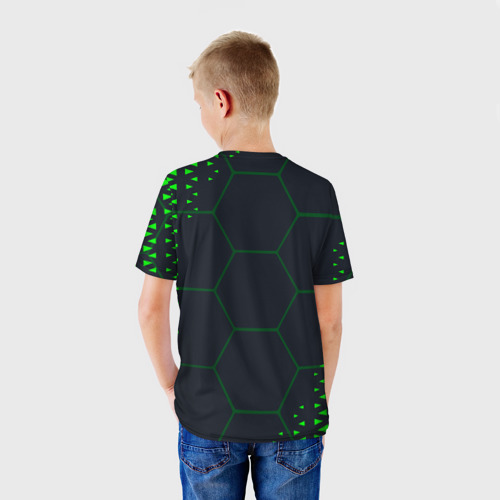 Детская футболка 3D с принтом Battletoads Абстракция соты, вид сзади #2