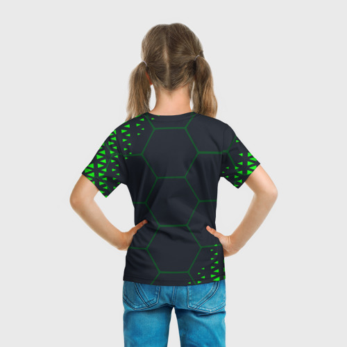 Детская футболка 3D с принтом Battletoads Абстракция соты, вид сзади #2