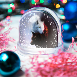 Игрушка Снежный шар Черный и белый волк инь и ян - фото 2