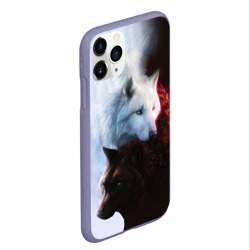 Чехол для iPhone 11 Pro Max матовый Черный и белый волк инь и ян - фото 2