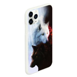 Чехол для iPhone 11 Pro Max матовый Черный и белый волк инь и ян - фото 2