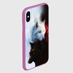Чехол для iPhone XS Max матовый Черный и белый волк инь и ян - фото 2