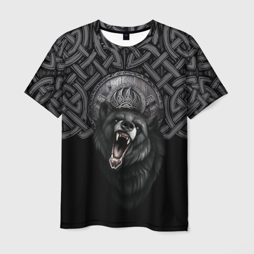 Мужская футболка 3D Щит Велеса с медведем, цвет 3D печать