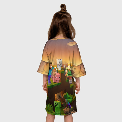Детское платье 3D с принтом Вячеслав Minecraft, вид сзади #2