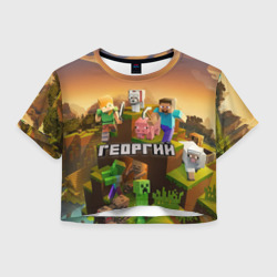 Женская футболка Crop-top 3D Георгий Minecraft