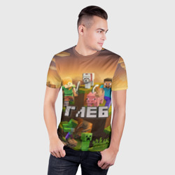 Мужская футболка 3D Slim Глеб Minecraft - фото 2